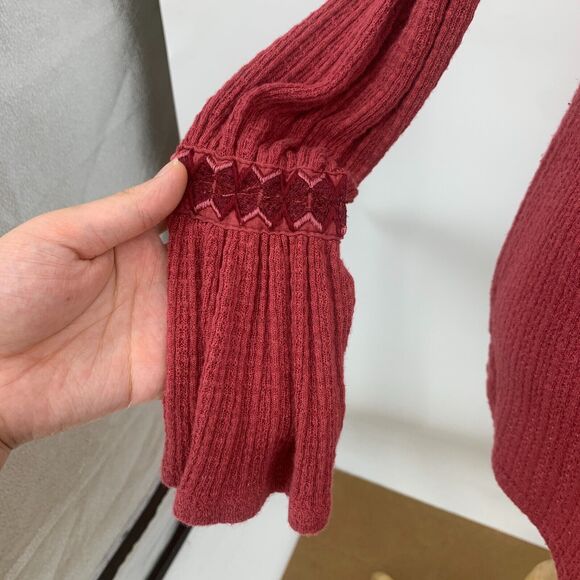 Lucky Brand Drop Needle Sweater Womens M Medium Rosy Embroidered Linen Blend - Picture 5 of 16